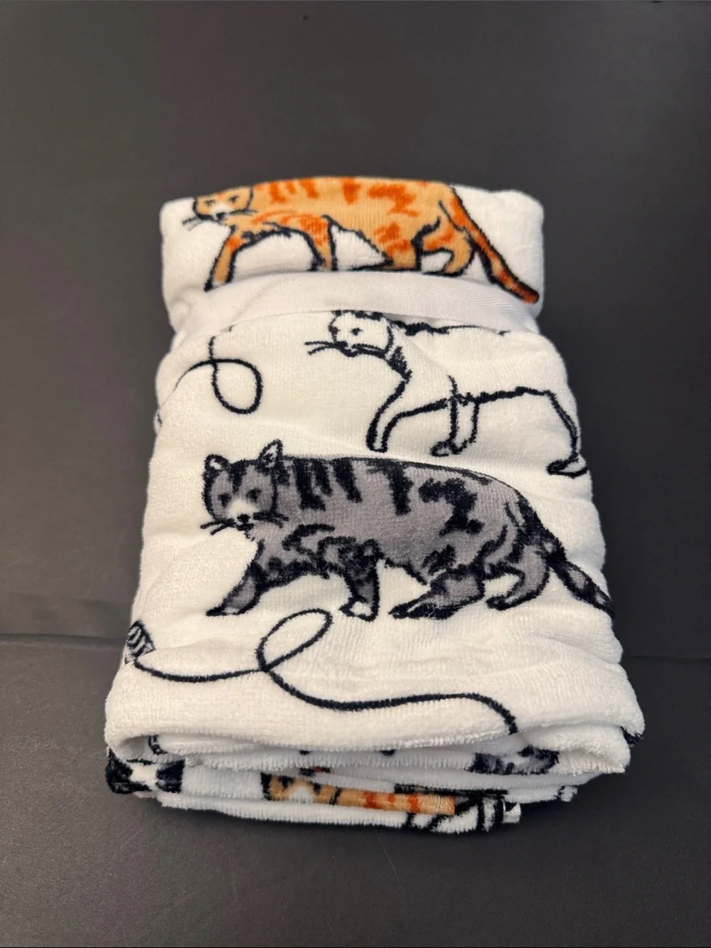 10pc DEBORAH CONNOLLY Cat Print Bath Towel Set - White/Black